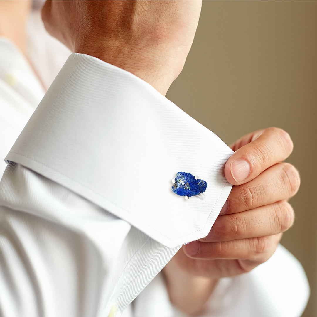 Azurite Druzy Rock Sterling  Cufflinks