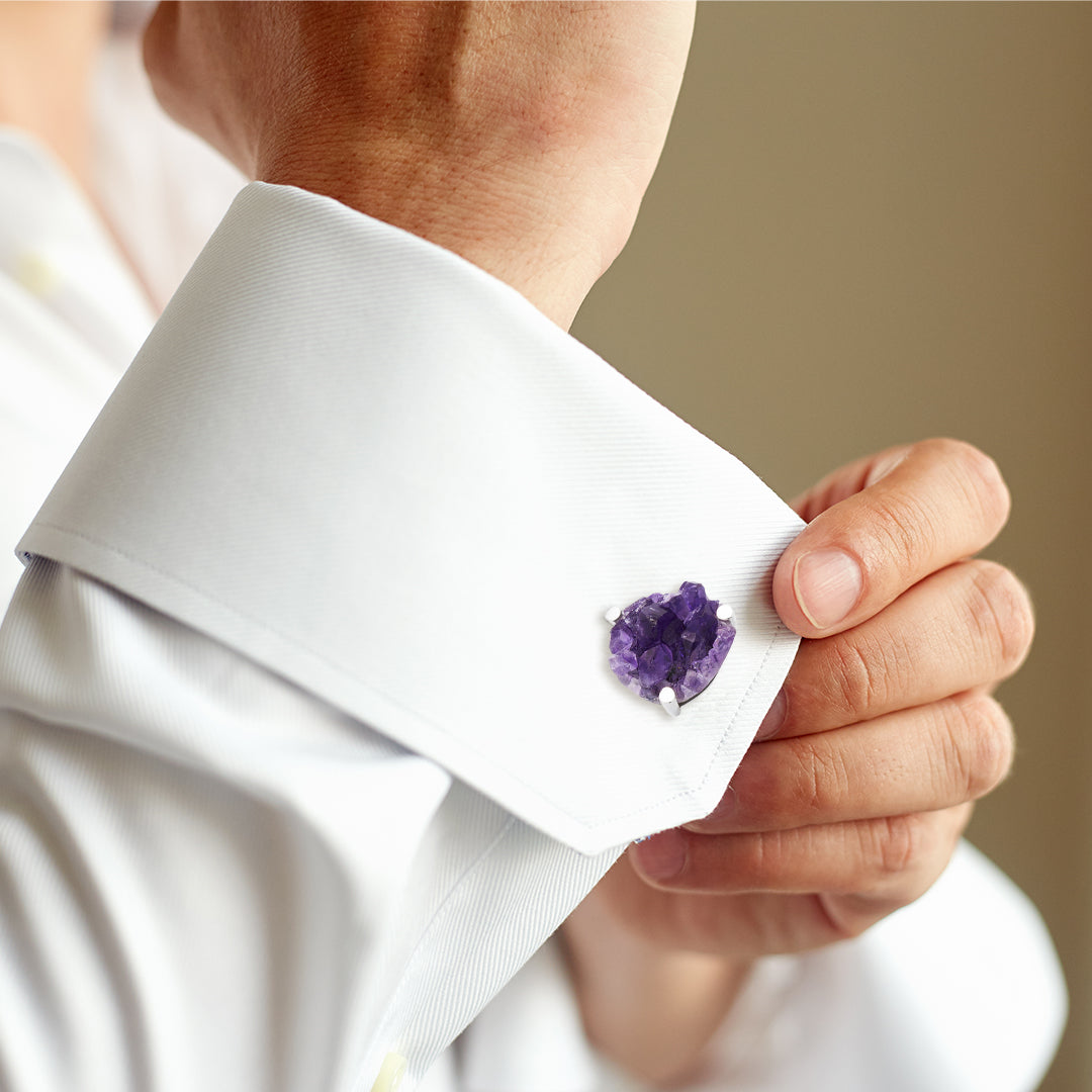 Amethyst Druzy Sterling Cufflinks