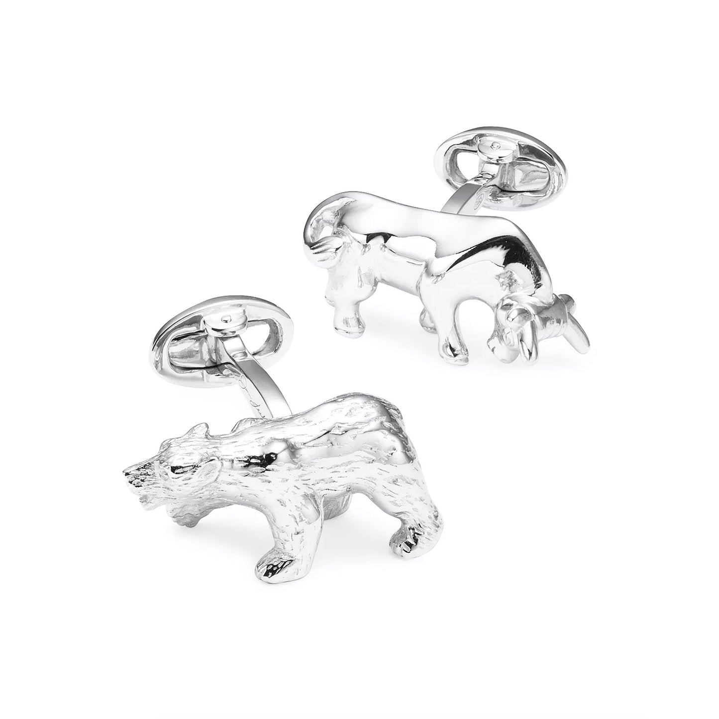 Bull & Bear Stock Trader Sterling  Cufflinks