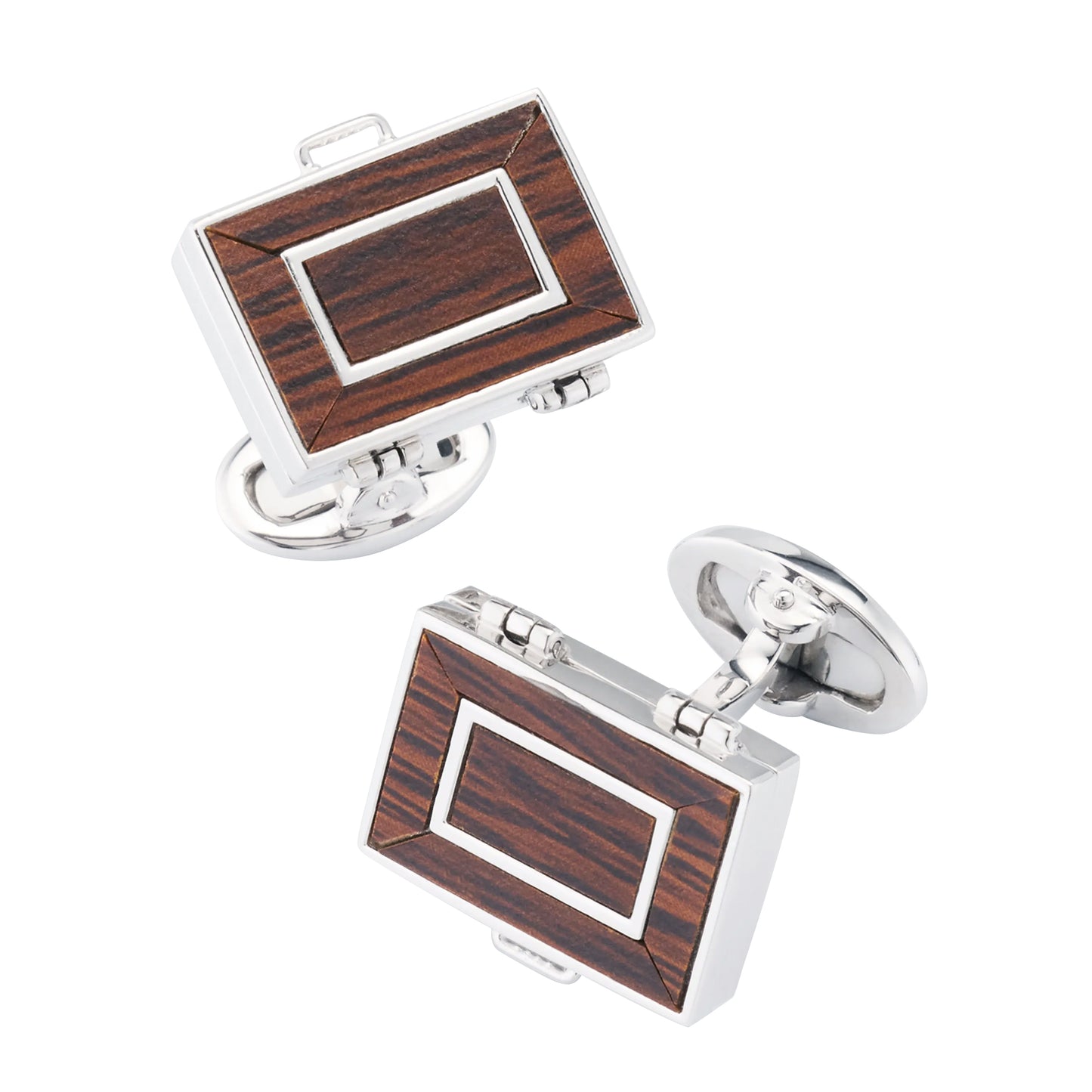 Backgammon Wood Inlay Sterling Cufflinks