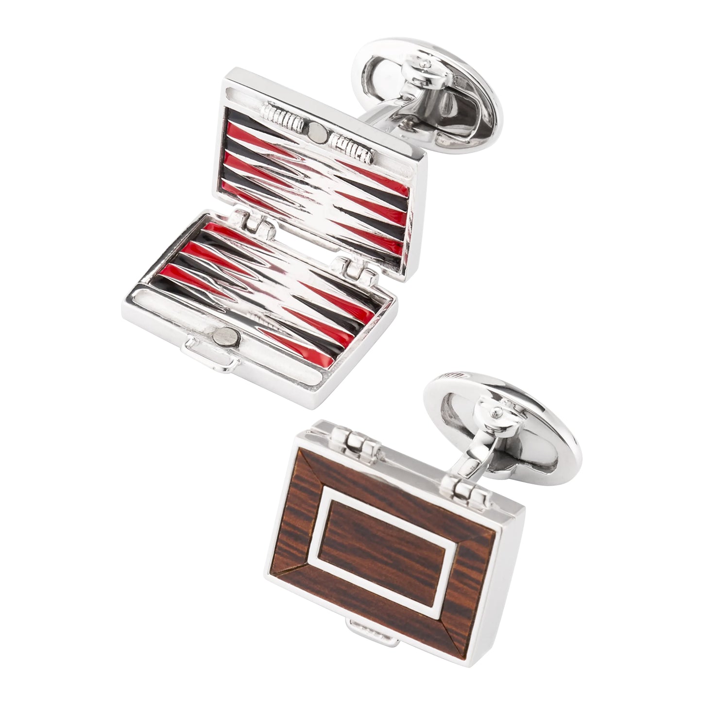 Backgammon Wood Inlay Sterling Cufflinks