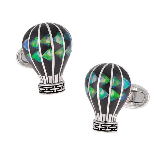 Gemstone Hot Air Balloon Sterling Silver Cufflinks