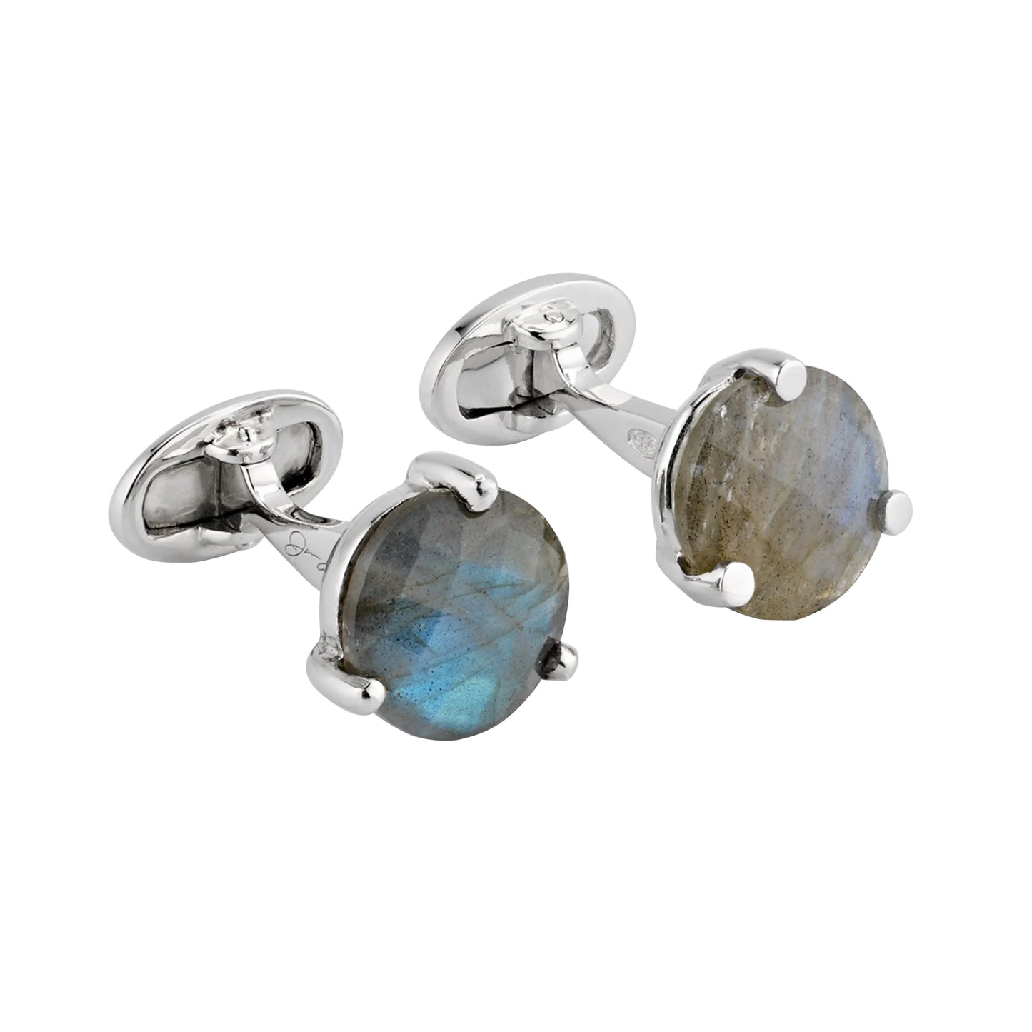 Faceted Round Labradorite Sterling Silver Cufflinks