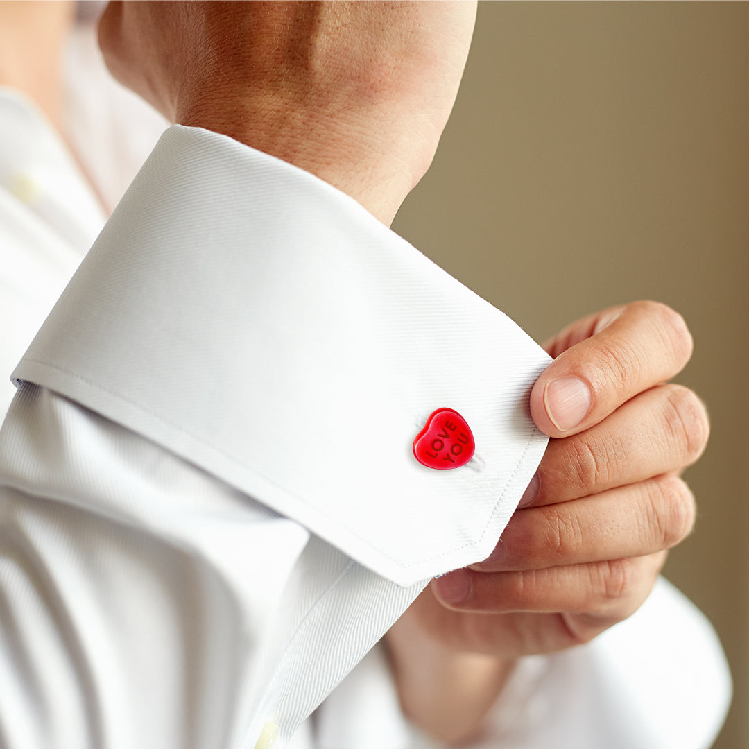 Candy Heart Red Sterling Cufflinks