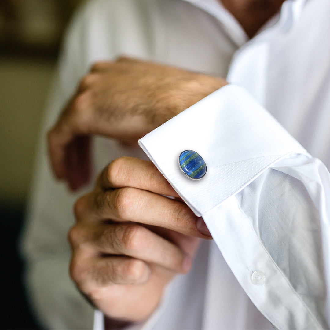 Rainbow Calsilica Sterling Silver Cufflinks