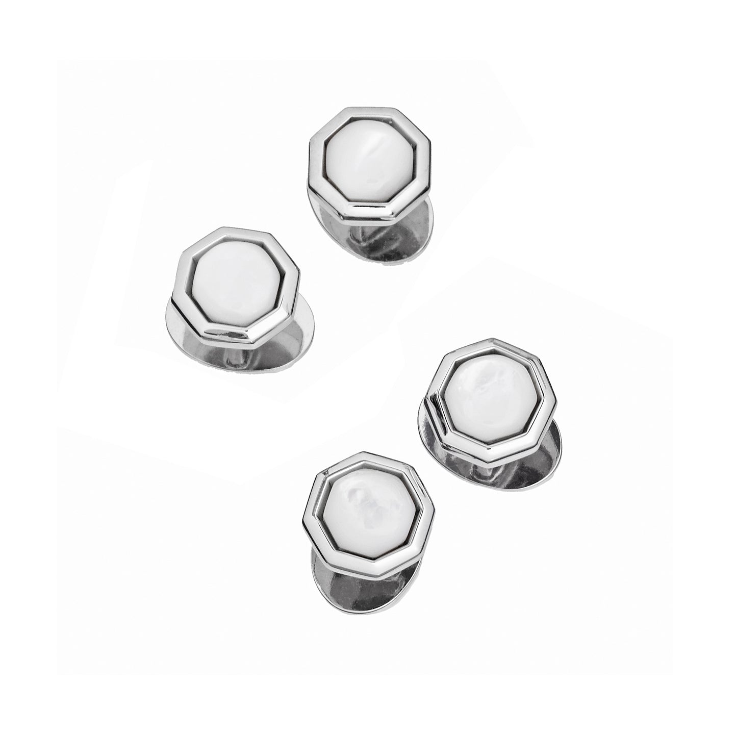 Classic Octagon Gemstone Sterling Silver Tuxedo Studs