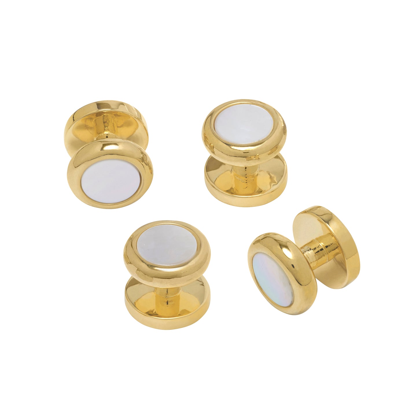 Gemstone Inlay Classic Round  18Karat Vermeil Plated Tuxedo Studs