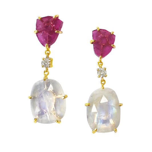 La Boca 18K Gold One of a Kind Gemstone Earrings