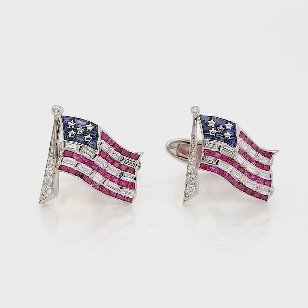 Lab Blue Sapphire & Garnet Cufflinks, 925 retailer Sterling Silver, American Flag Cufflinks, USA FLAG Cufflinks Gift, United State Cufflinks,Big Sale