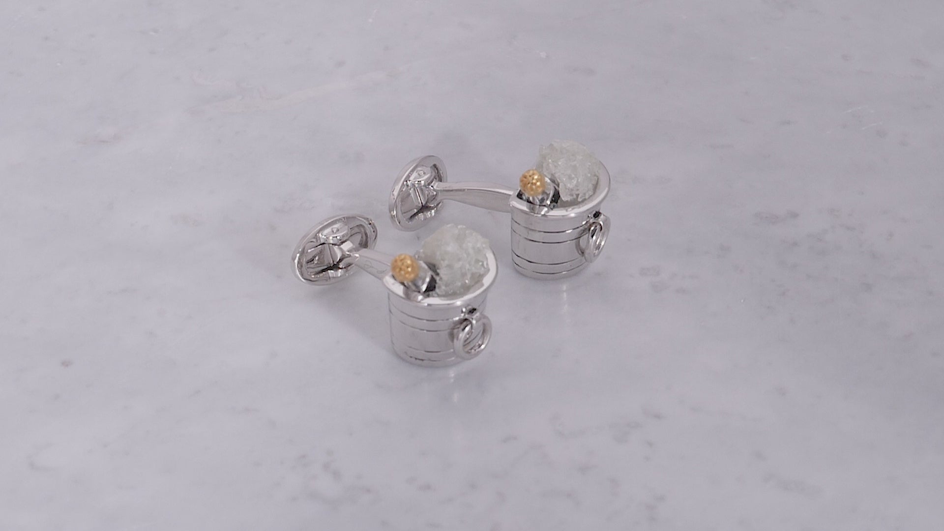 Video showing 180 degree view of the Champagne Bottle Sterling Silver Cufflinks. 