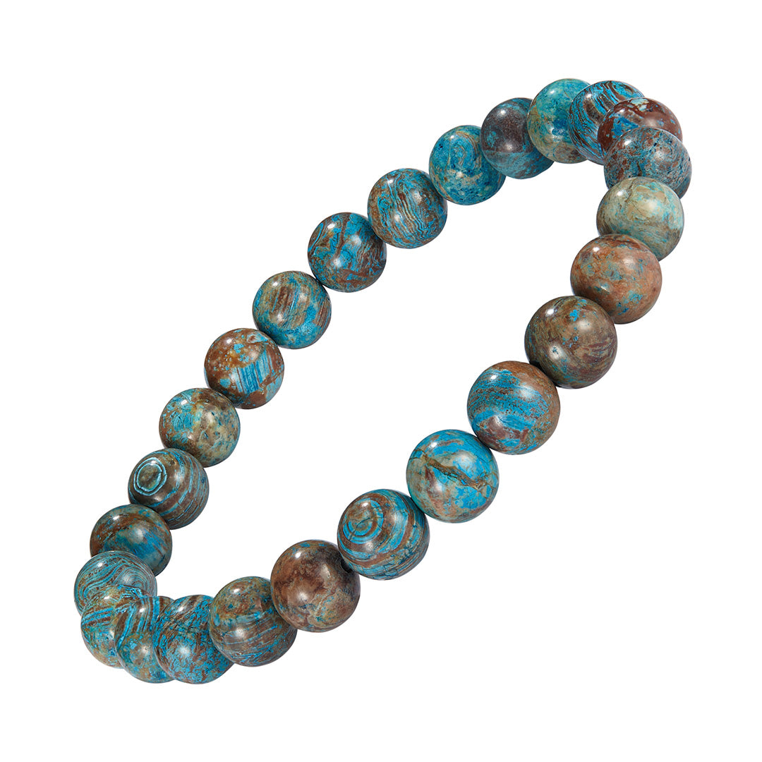 8mm Gemstone Beaded Elastic Bracelet in Chrysocolla  | Jan Leslie