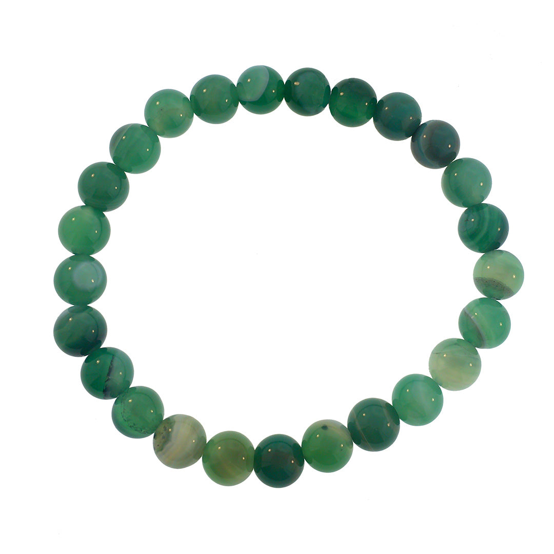 8mm Gemstone Beaded Elastic Bracelet in Green Agate | Jan Leslie 