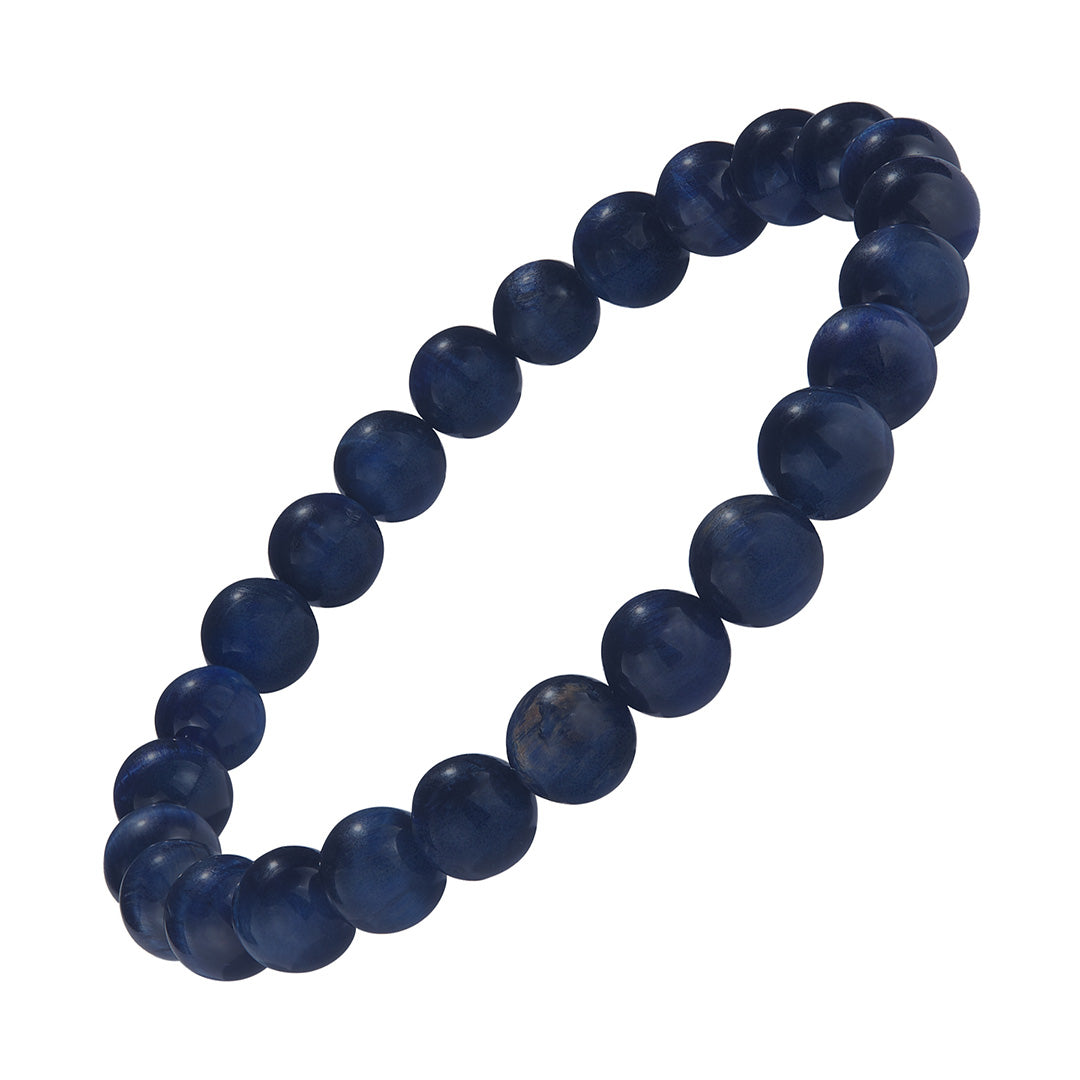 8mm Gemstone Beaded Elastic Bracelet in Matte Blue Tigers Eye | Jan Leslie 