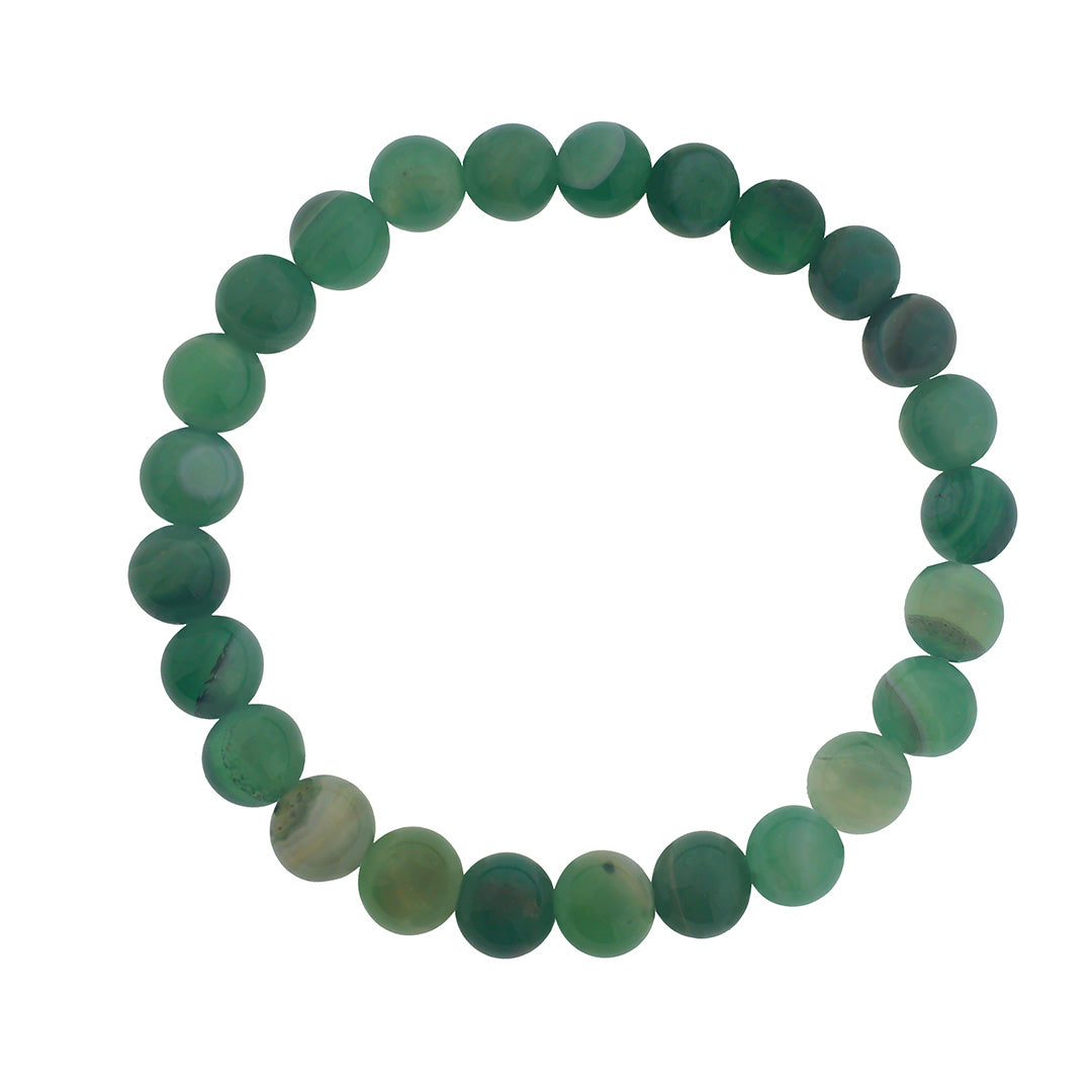 8mm Gemstone Beaded Elastic Bracelet in Matte Green Agate | Jan Leslie 