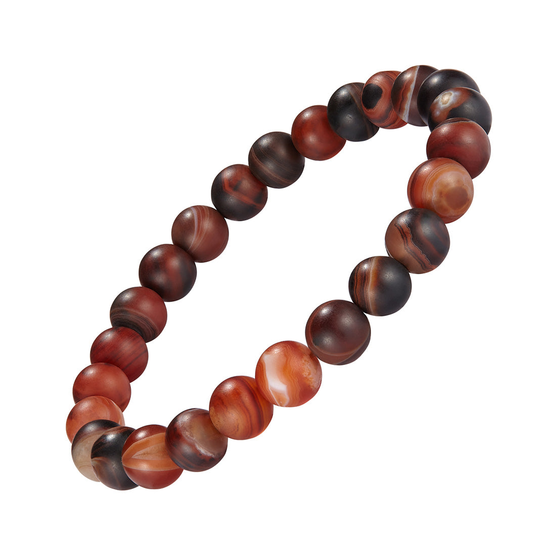 8mm Gemstone Beaded Elastic Bracelet in Matte Red Agate | Jan Leslie