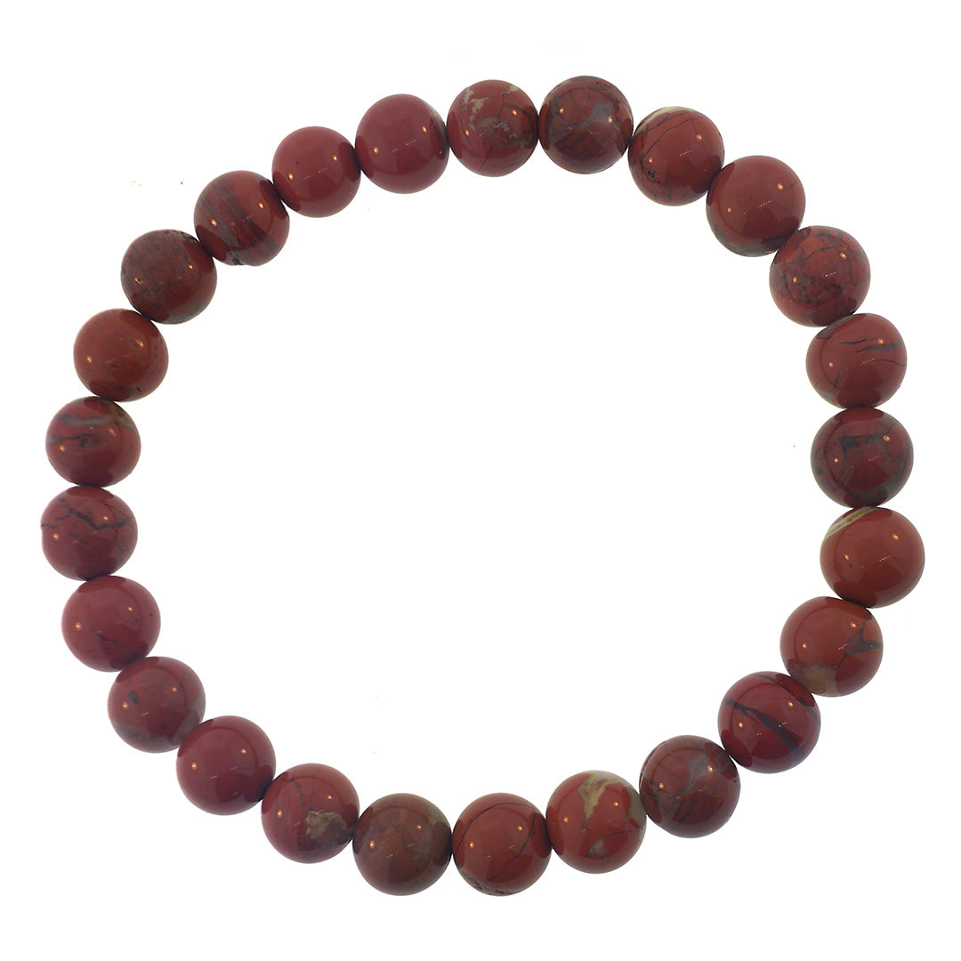 8mm Gemstone Beaded Elastic Bracelet in red Jasper | Jan Leslie