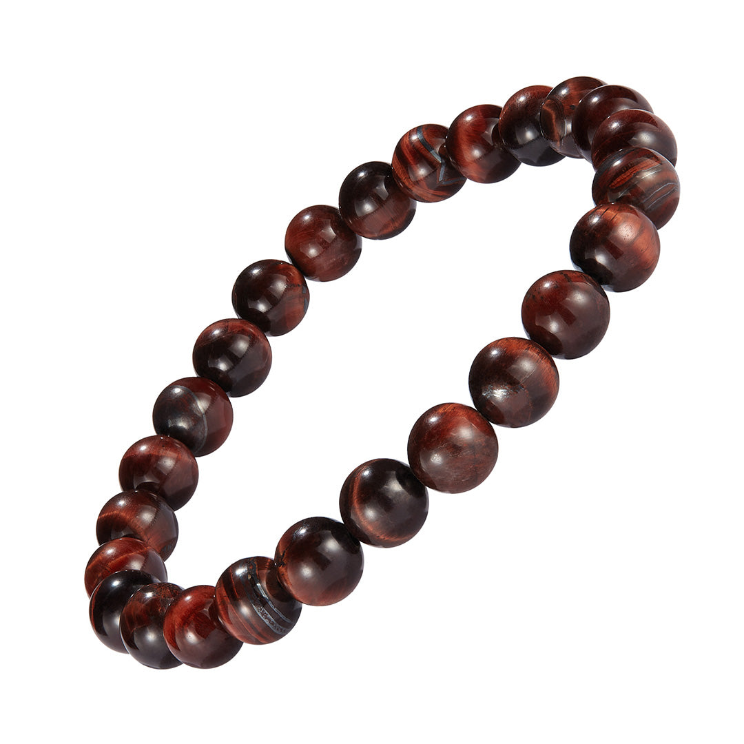 8mm Gemstone Beaded Elastic Bracelet in Red Tigers Eye | Jan Leslie 