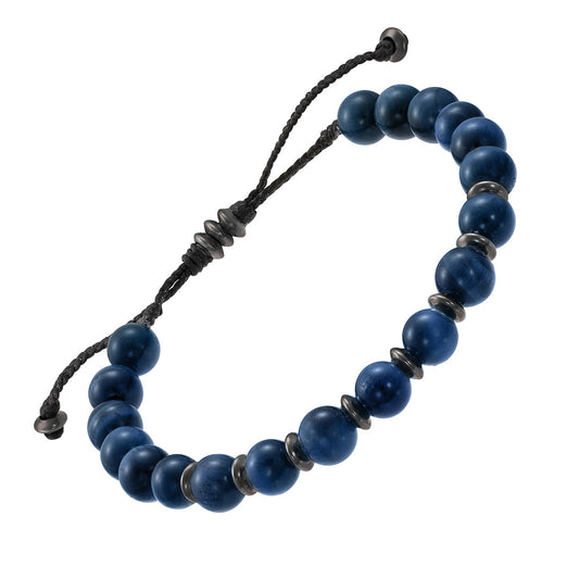 Blue Sapphire Beaded Necklace with Sterling Silver Accents and Toggle Closure I Jan Leslie Cufflinks and Accessories. 