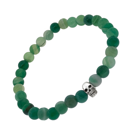 JAN LESLIE GEMSTONE & SKULL BRACELET in green onyx I Jan Leslie Cufflinks and Accessories.