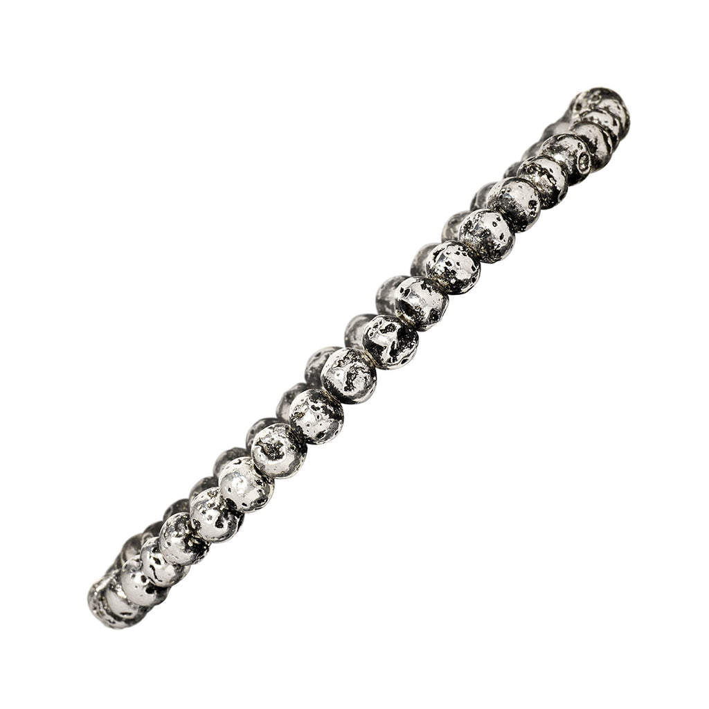 Gemstone Beads and Sterling Silver Spacer Elastic Bracelet – Jan