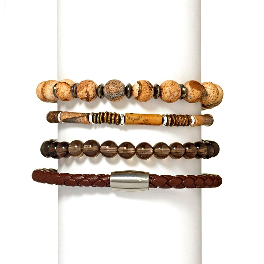 Mag -5  Woven Leather Brown Bracelet