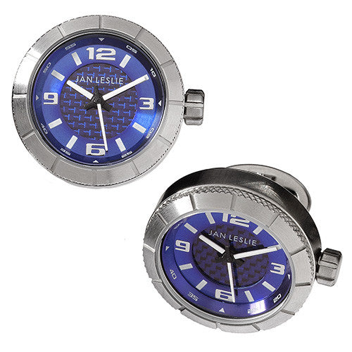 Blue Sports Watch Cufflinks by Jan Leslie