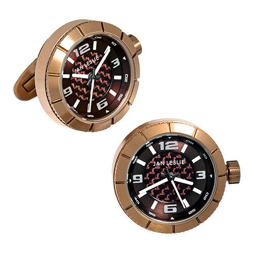 Rose Gold Sports Watch Cufflinks by Jan Leslie