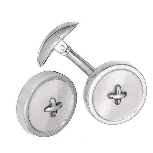 Gemstone Button Cufflinks in mother of pearl - Jan Leslie Cufflinks and Accessories