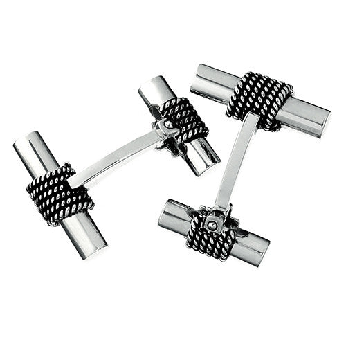 Vintage Inspired Classic Sterling Silver Rope Cufflinks by Jan Leslie