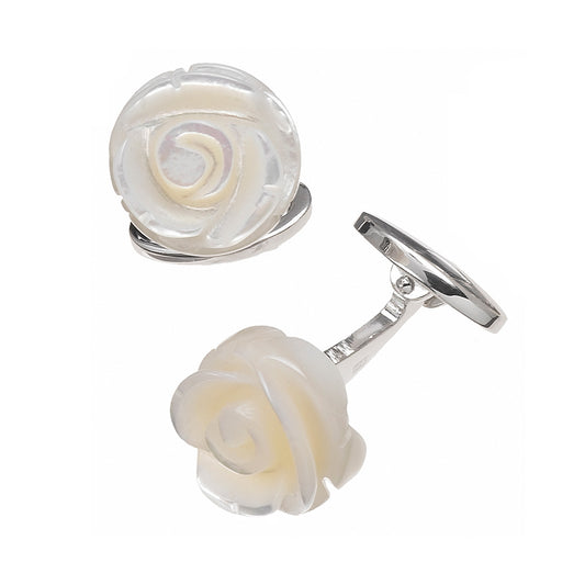 Rose Carved Sterling Cufflinks