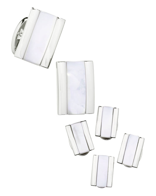 Thick Rectangle Gemstone Tuxedo Formal Set - Cufflinks and Studs