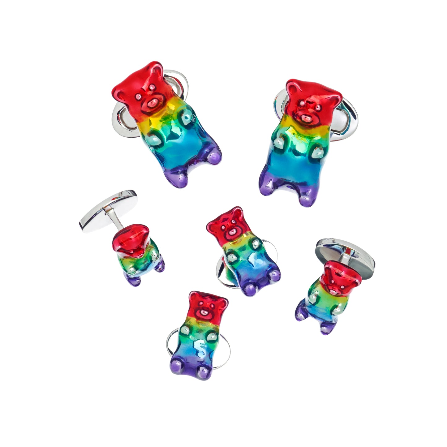 Rainbow Gummy Bear Sterling Silver Cufflinks and Tuxedo Studs I Jan Leslie Cufflinks and Accessories. 