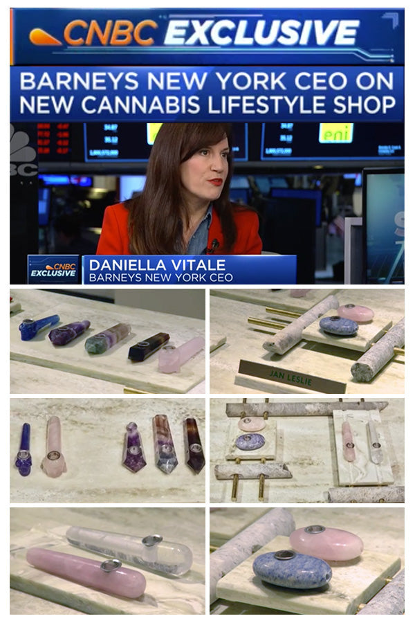 CNBC Exclusive with Barney New York's CEO and their Cannabis Shop featuring Jan Leslie's Gemstone Pipes. 