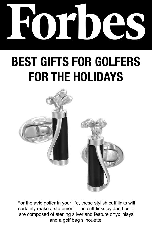 Gemstone Golf Bag and Club Sterling Silver Cufflinks featured in FORBES Magazine. 