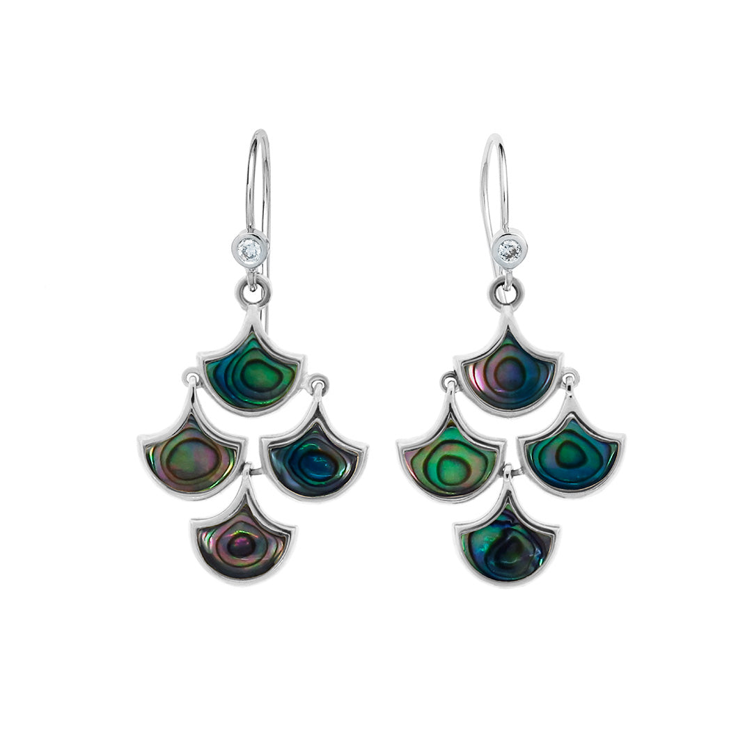 Koi Cascade Moving Mother of Pearl Earring Petite in abalone on sterling silver I Jan Leslie Cufflinks and Accessories. 