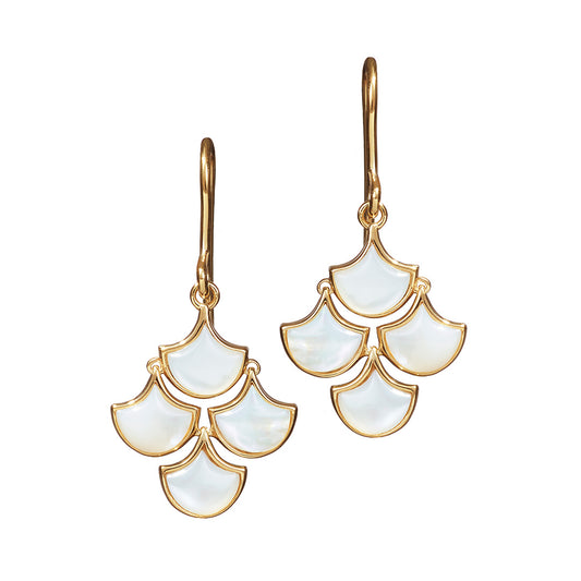 Koi Cascade Moving Mother of Pearl Earring Petite in white mother of pearl on gold  | Jan Leslie Cufflinks and Accessories. 