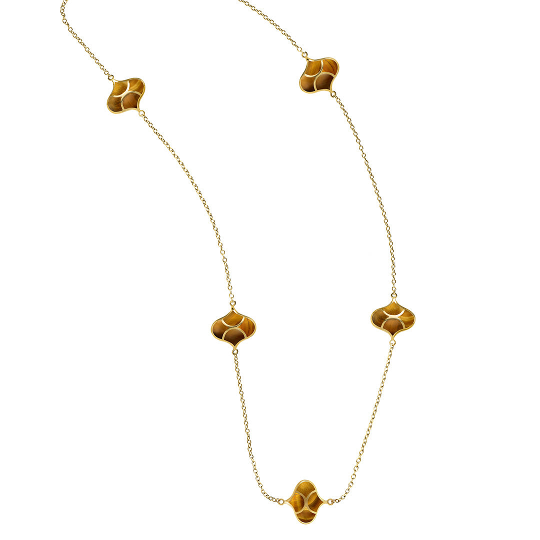 Tiger's Eye Vermeil 5 Station Koi Necklace