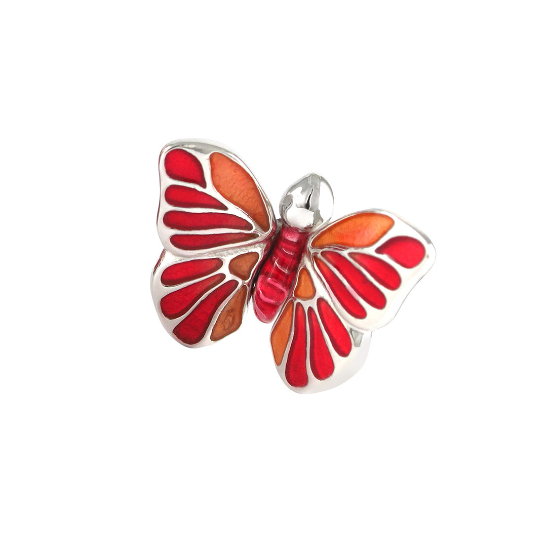 Hand Painted Enamel Butterfly Sterling Silver Lapel Pin in tonal red I Jan Leslie Cufflinks and Accessories. 