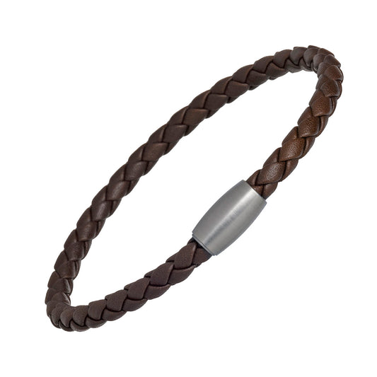 Mag -5  Woven Leather Brown Bracelet