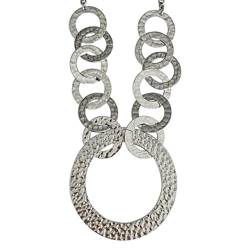 Loop Sterling Silver Statement Necklace I Jan Leslie. Sterling silver loops intertwine and connect to a larger loop in the middle of this statement necklace.  