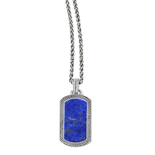 Lapis Gemstone Plaque Sterling Silver Pendant Necklace I Jan Leslie 