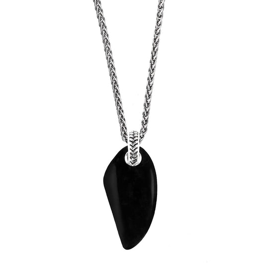 Onyx Gemstone Horn Sterling Silver Pendant Necklace