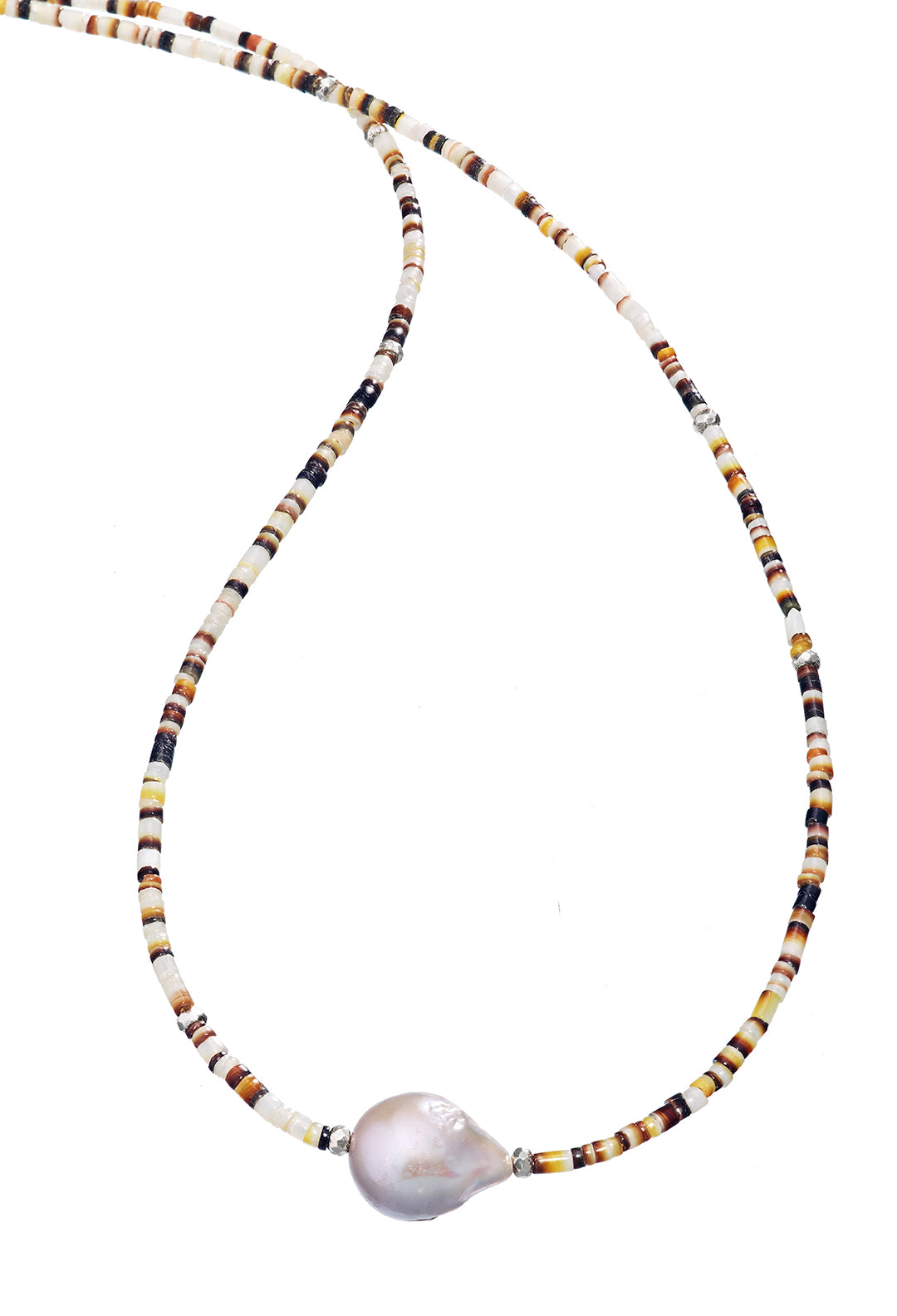 Shell Beaded Necklace with Freshwater Pearl