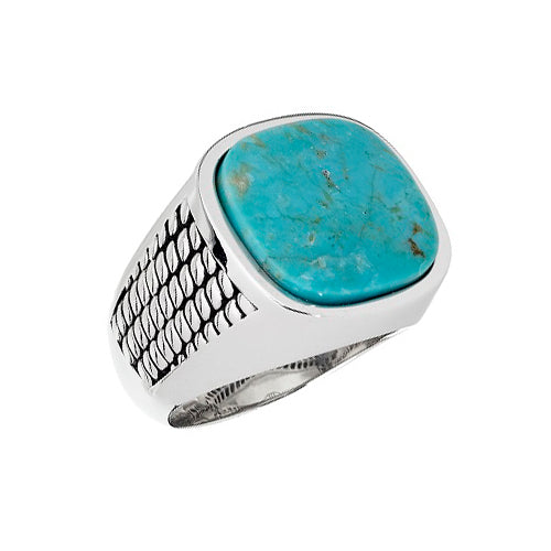 Cobra Etched Turquoise Sterling Silver Ring Rings Jan Leslie 9 Turquoise Jan Leslie