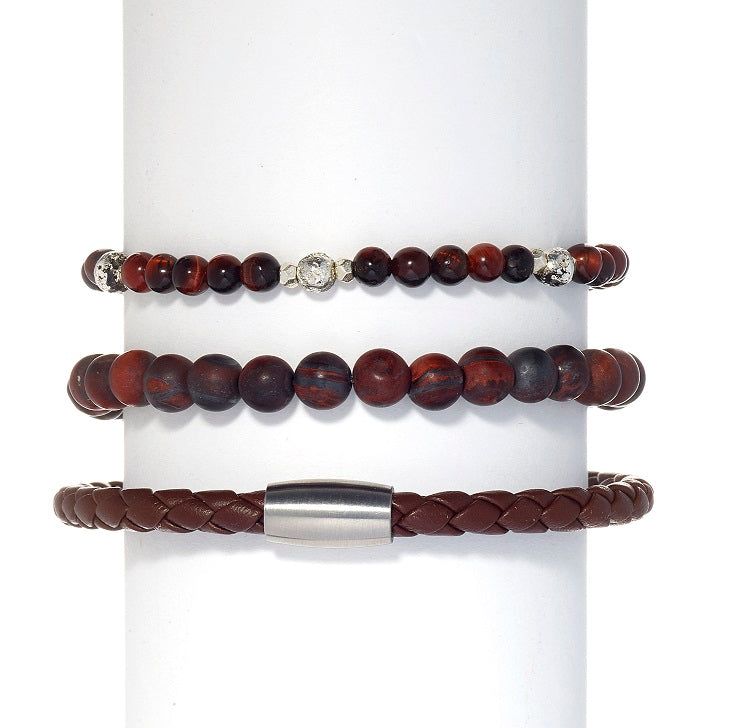 Mag -5  Woven Leather Brown Bracelet