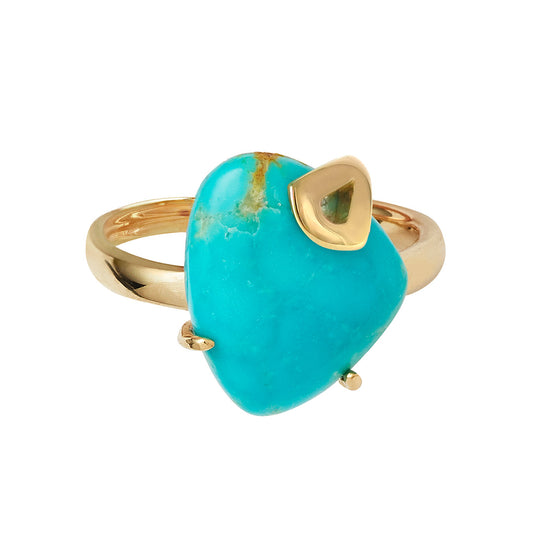 Koi Cascade Turquoise Minimalist Sterling Silver Ring with Gold Vermeil I Jan Leslie Cufflinks and Accessories. 