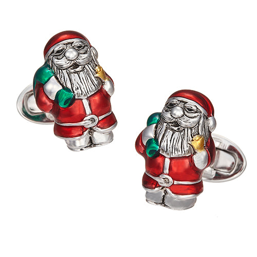 Enameled Santa Claus Cufflinks - Jan Leslie Cufflinks and Accessories