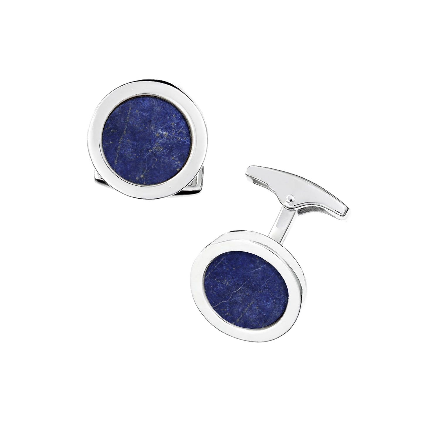 Round Lapis Sterling Rim Cufflinks