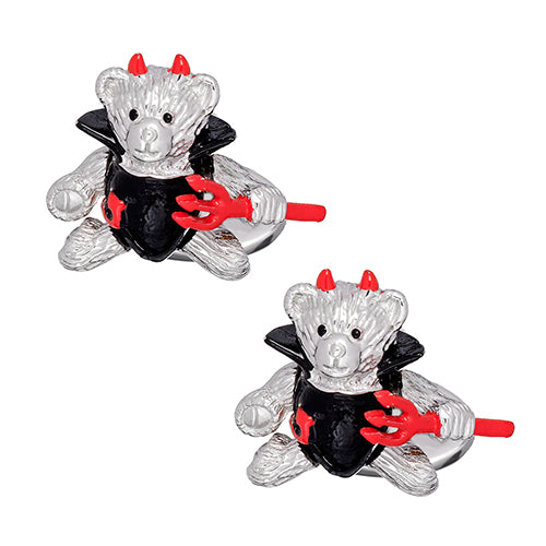 Moving Devil and Angel Bear Sterling Silver Cufflinks Sale Only Jan Leslie Devil and Devil - Brown Jan Leslie