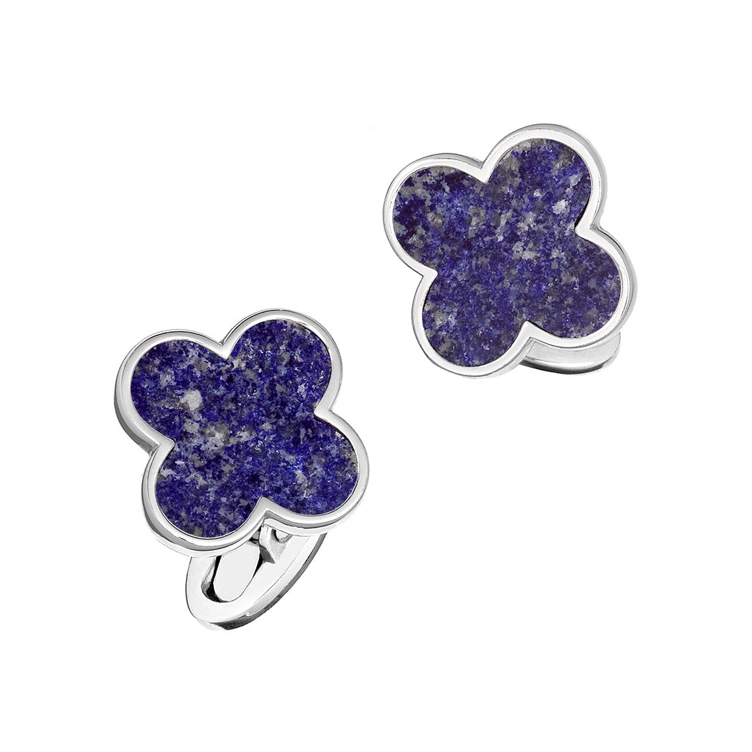 Four Leaf Clover Gemstone and Sterling Silver Cufflinks with lapis inlay | Jan Leslie Cufflinks and Accessories. 